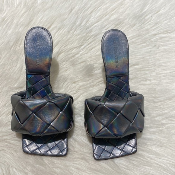 New Bottega Veneta Lido woven high‎ heel slide sandal size 37EU - Picture 3 of 15